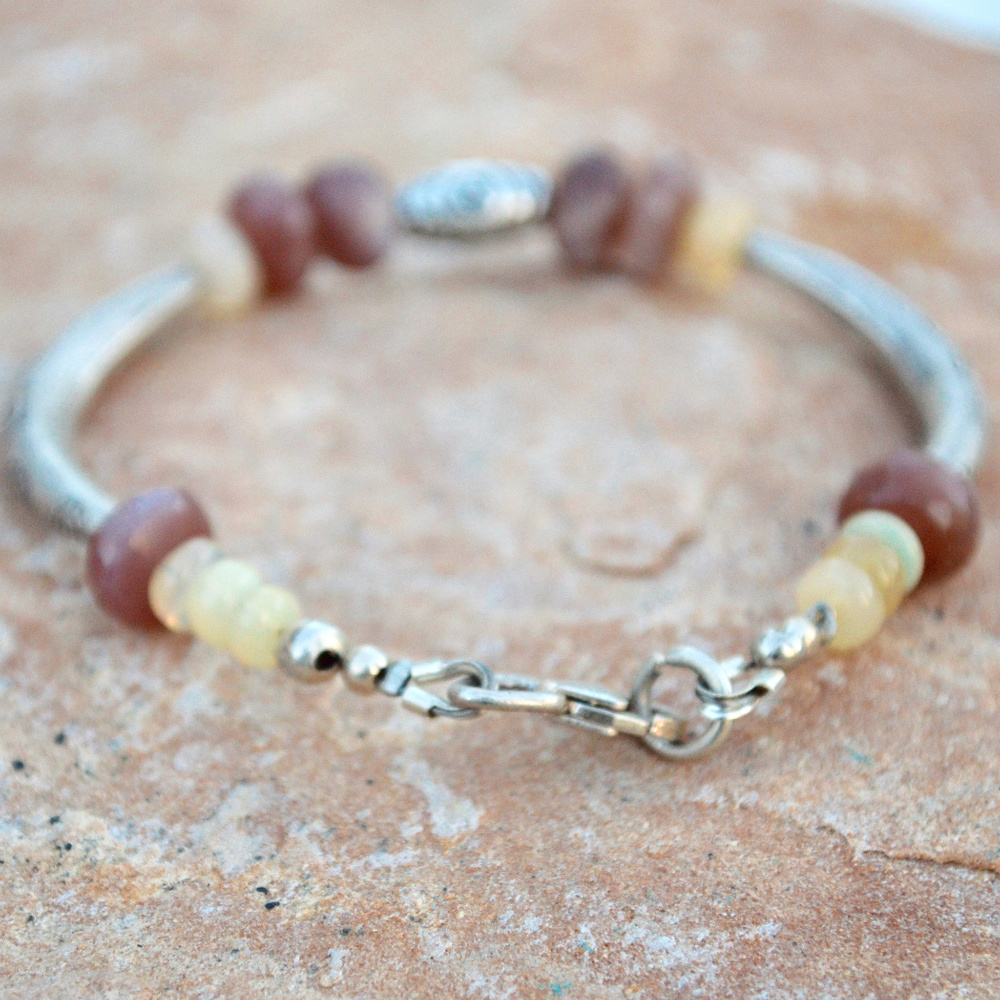 Chocolate Moonstone Opal Welo Sterling Bracelet - Picture 6 of 6